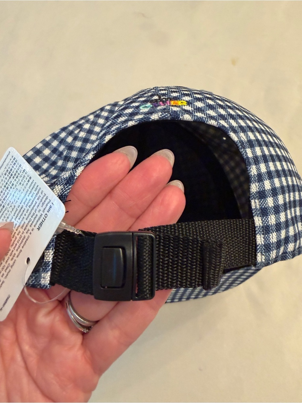 NWT! “I am Other” Pharrell Williams Blue & White Gingham Adjustable Baseball Hat - Picture 7 of 7